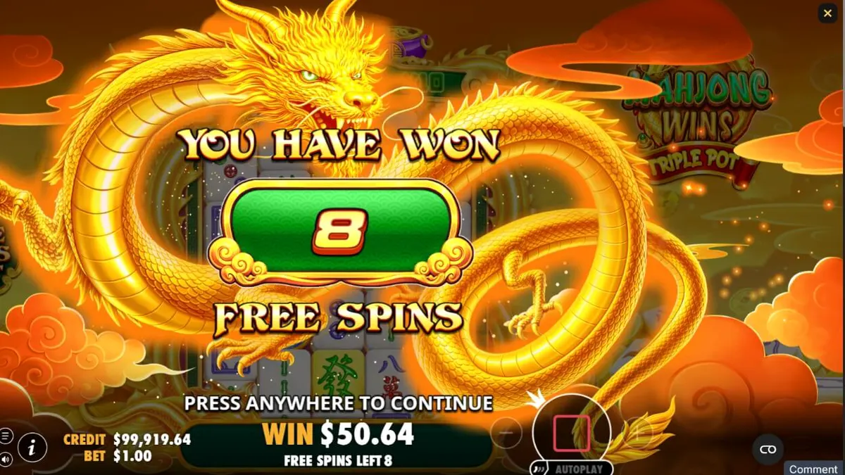 Mahjong Wins Triple Pot slot game interface with medieval and mahjong elements